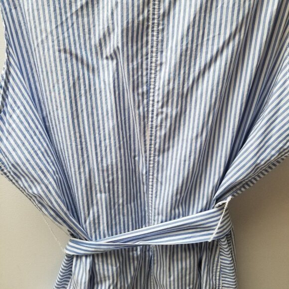 NWT J. Crew Sleeveless Striped Poplin Dress Cotton  Blue White 2x - Picture 9 of 9